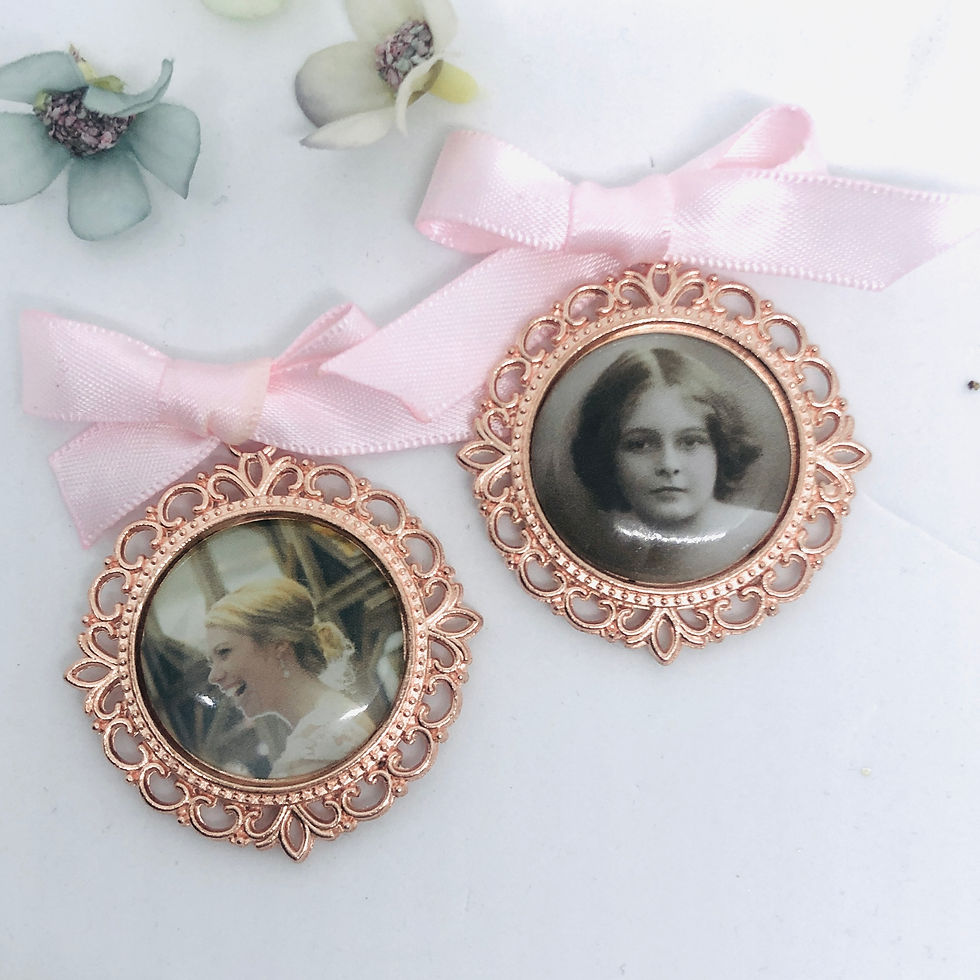 ELSIE ROSE - 25mm Rose Gold Round D/S Memory Bouquet Charm