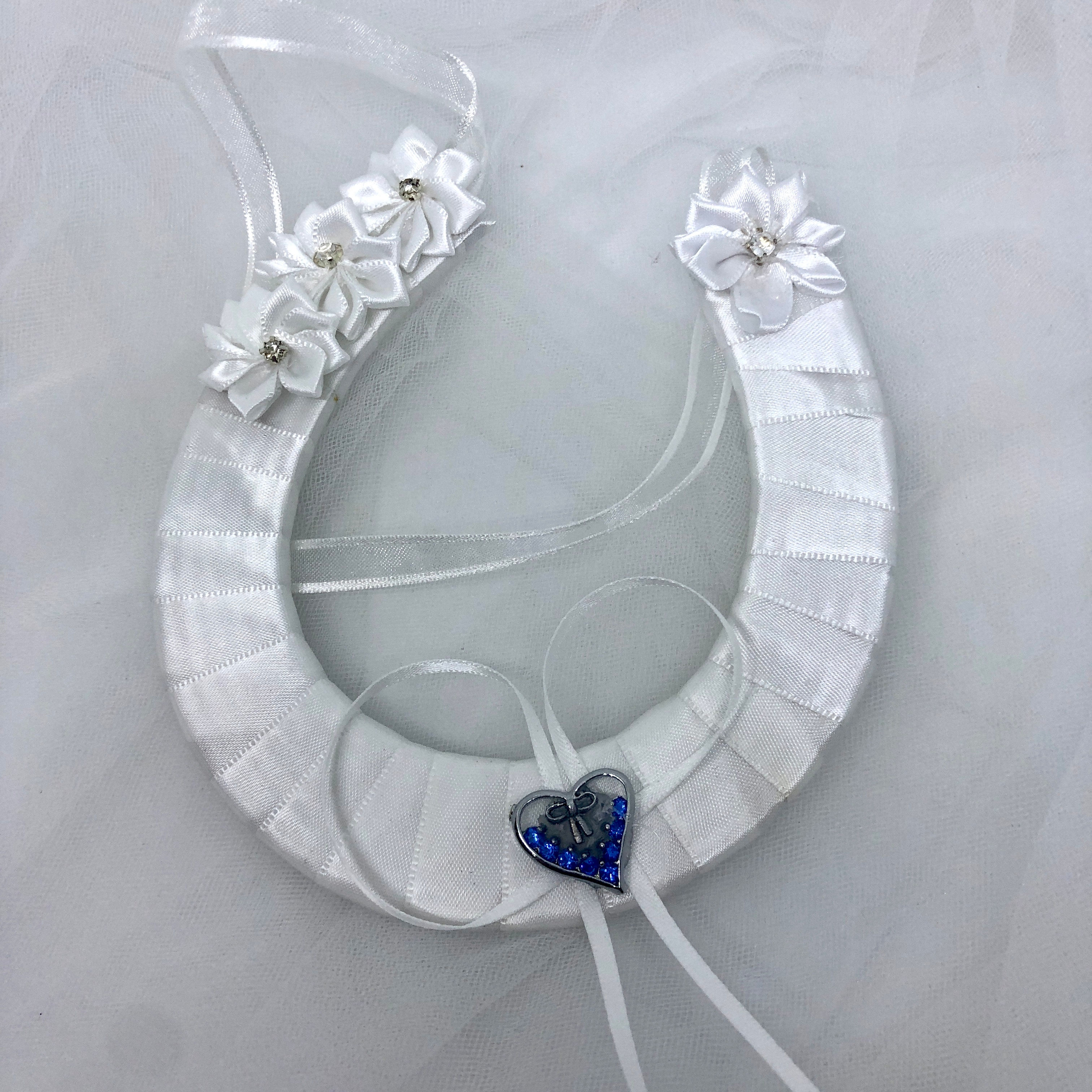 TANYA - White Satin Horseshoe Good Luck Charm
