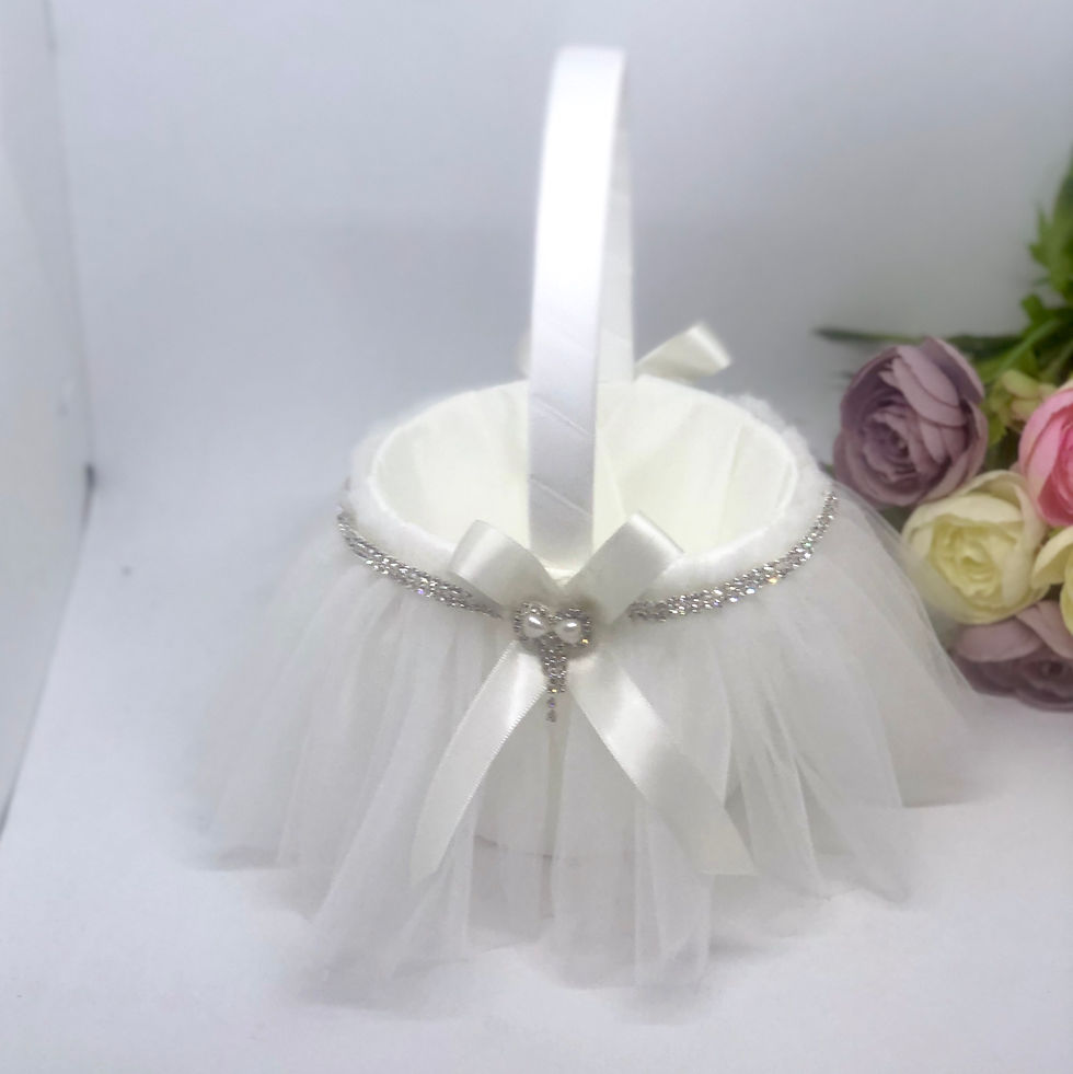 Thumbnail: MADISON - Ivory Bling Flower Girl Basket