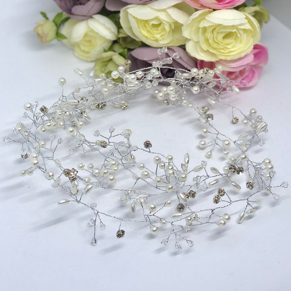 KATHLEEN - Crystal & Pearl Wedding Bridal Hair Vine
