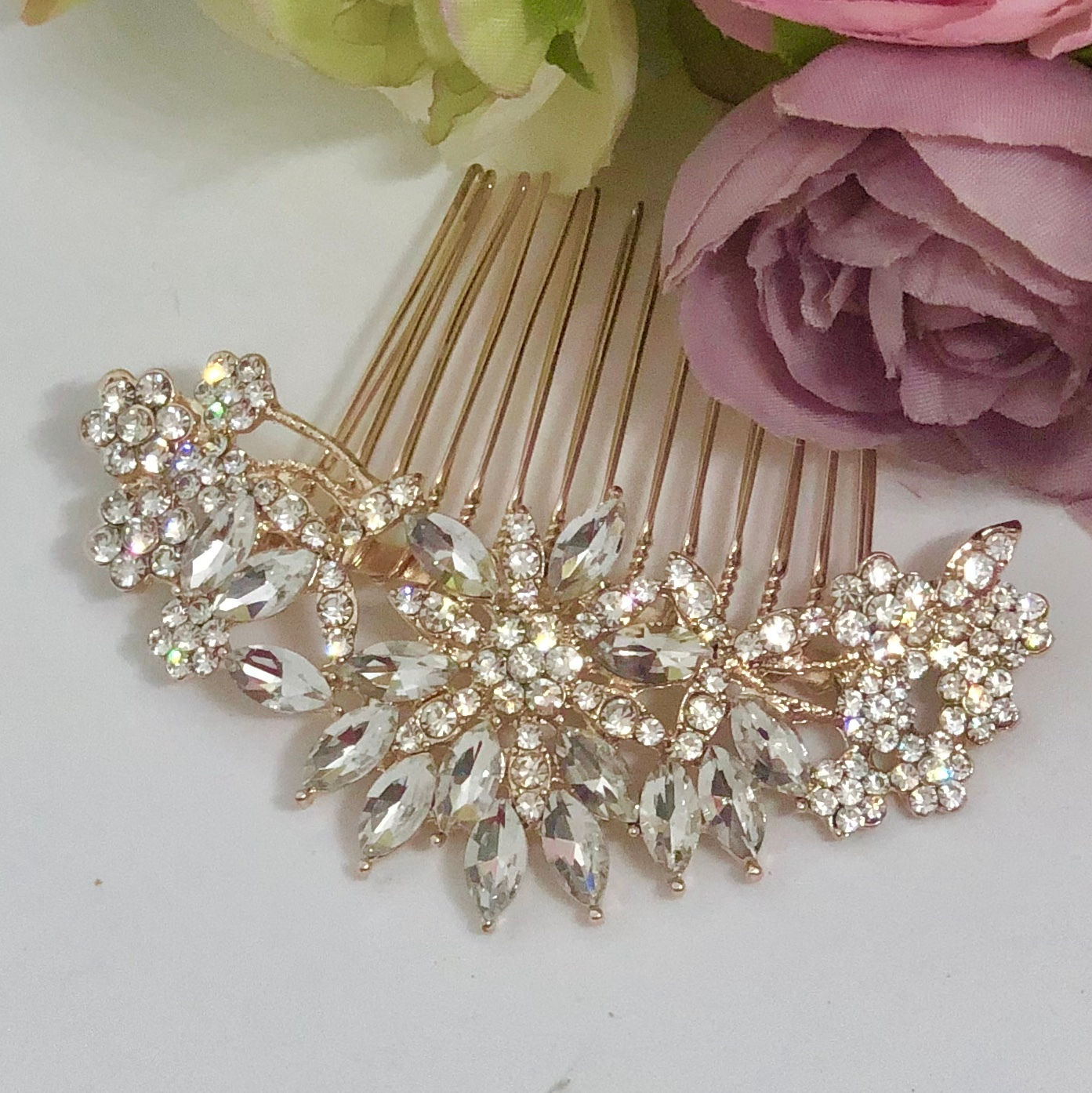 MIMI - Rose Gold Wedding Bridal Hair Comb