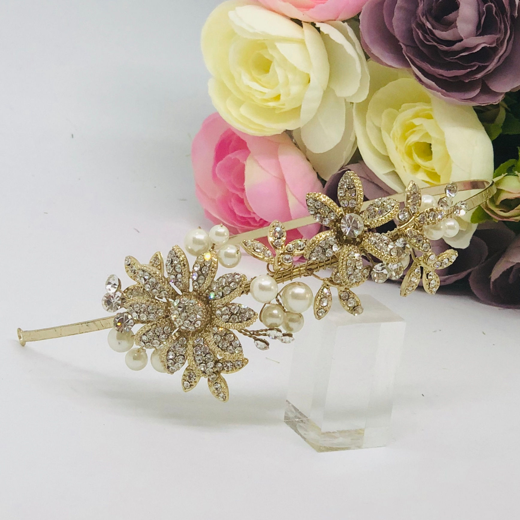 SCARLETT - 14k Gold & Pearl Bridal Headband