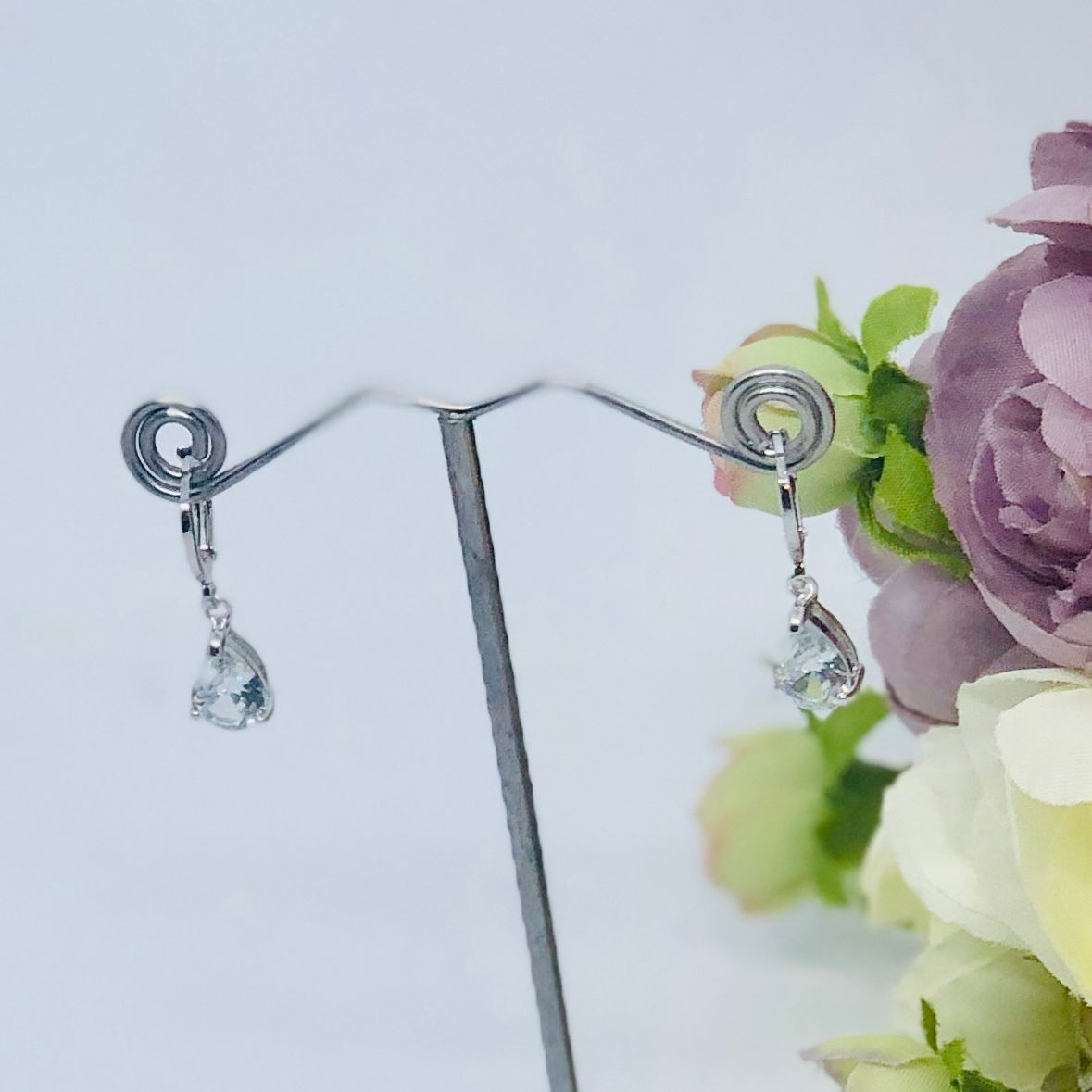 KASEY - Silver Pierced Bridal Wedding Earrings