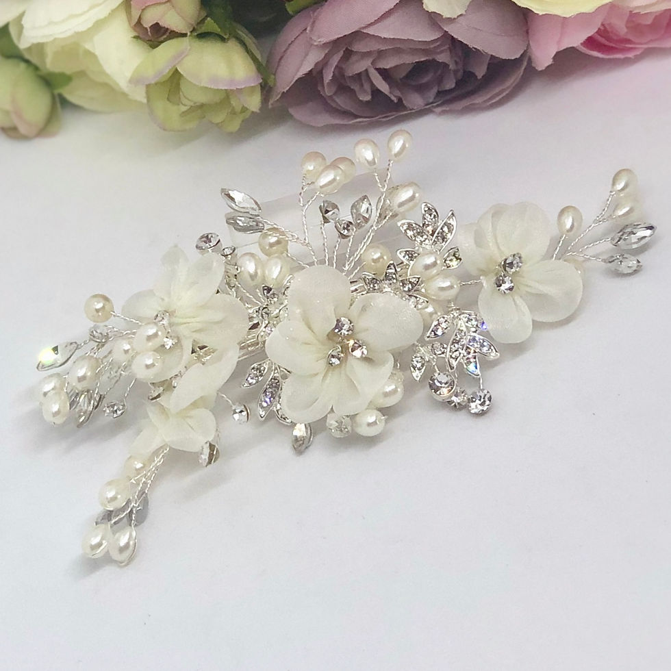 STACEY - Chiffon Flowers Wedding Bridal Hair Clip