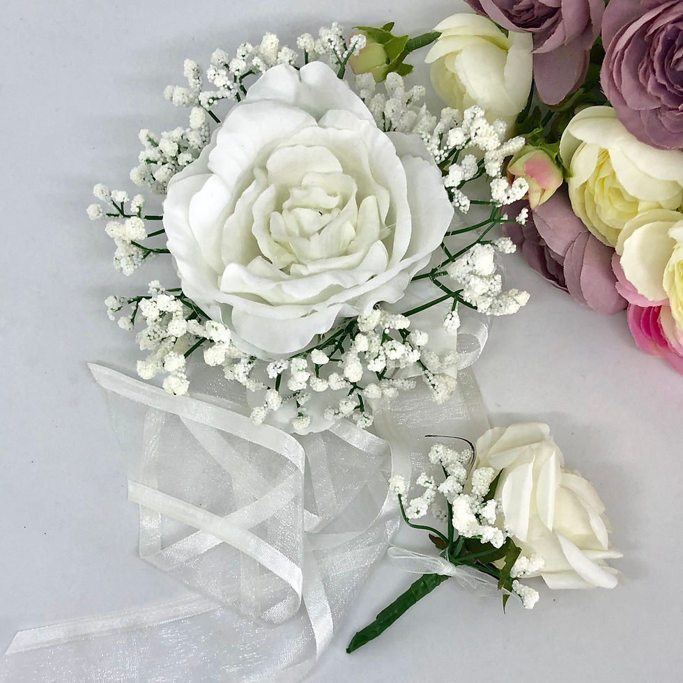 PORTIA - White Formal Corsage Set
