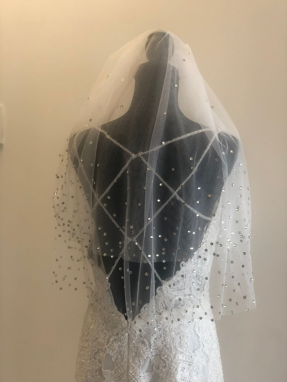 CASEY - Fingertip 2 Tier Length Bling Wedding Bridal Veil