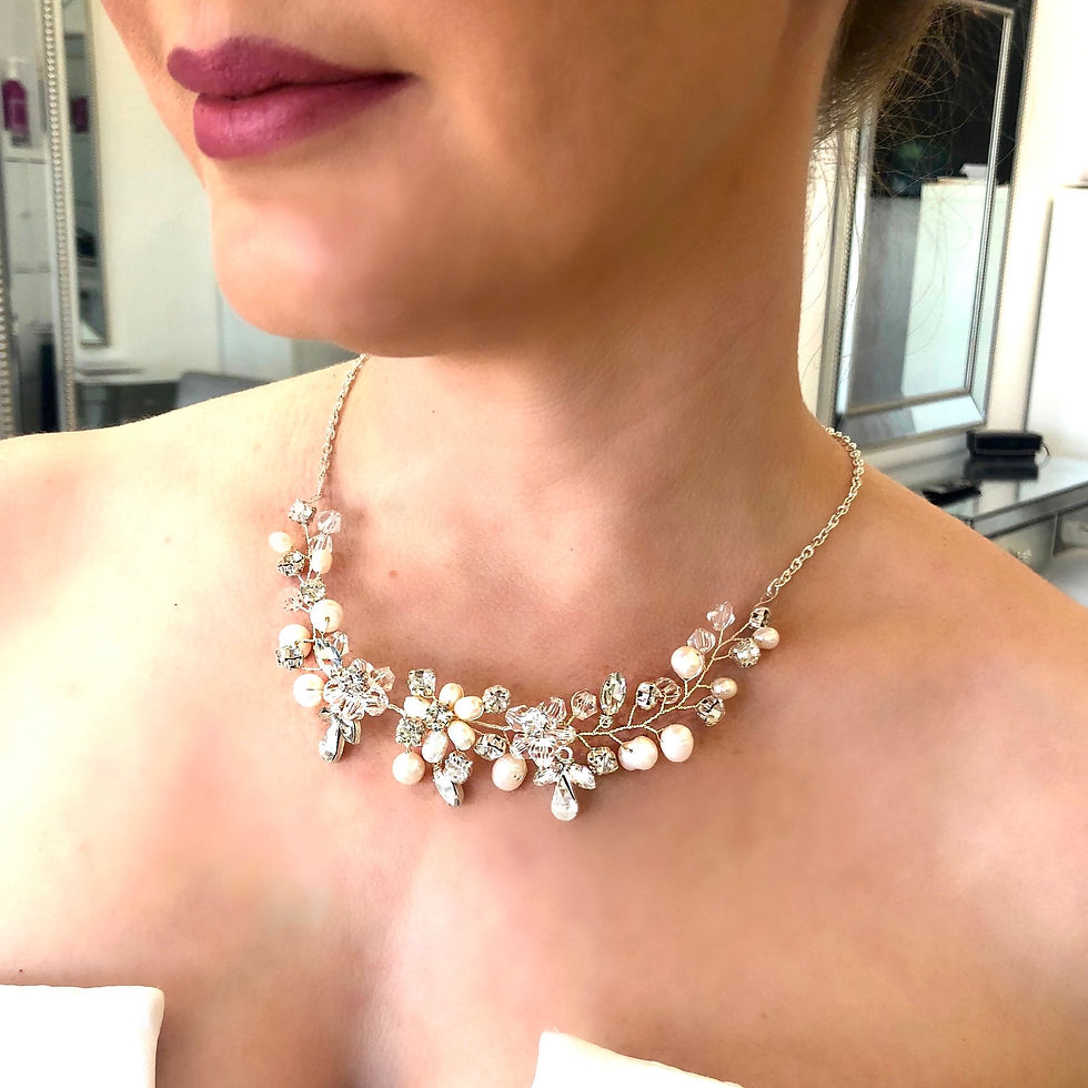 LAUREL SET - Silver Crystal & Pearl Jewellery Set