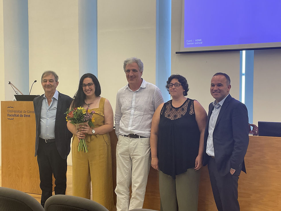 PhD Defense of Laia Vicens. From left to right: Enrique García-España (UV), Laia Vicens, Miquel Costas, Olga García-Mancheño (Univ. Münster) and Arkaitz Correa (UPV/EHU)