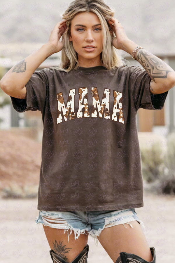 Thumbnail: Brown Cow Print Mama Garment-Dyed Comfort Colors