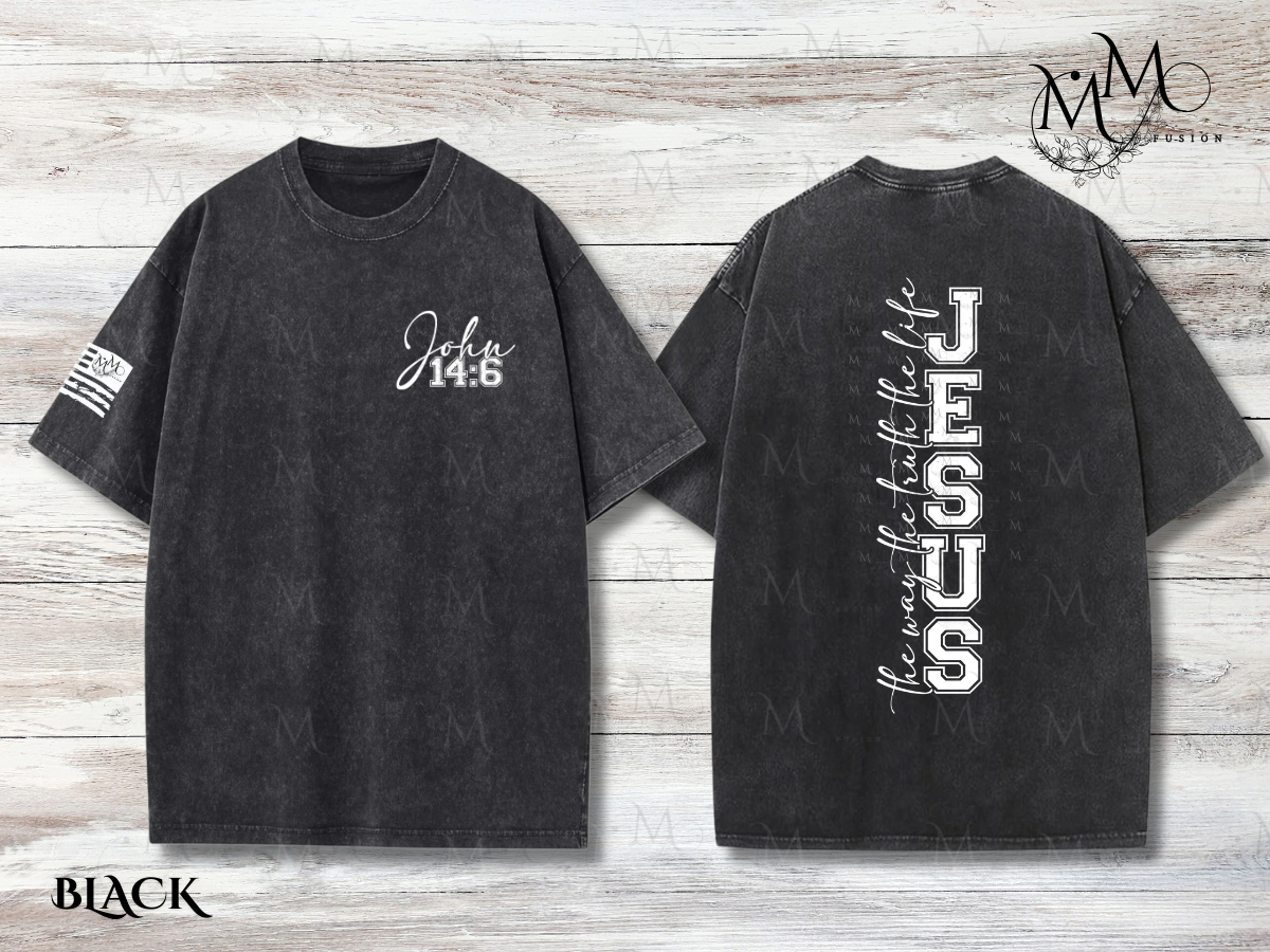 John 14:6 Jesus the Way the Truth the Life | Acid Wash Tee | Oversized Shirt