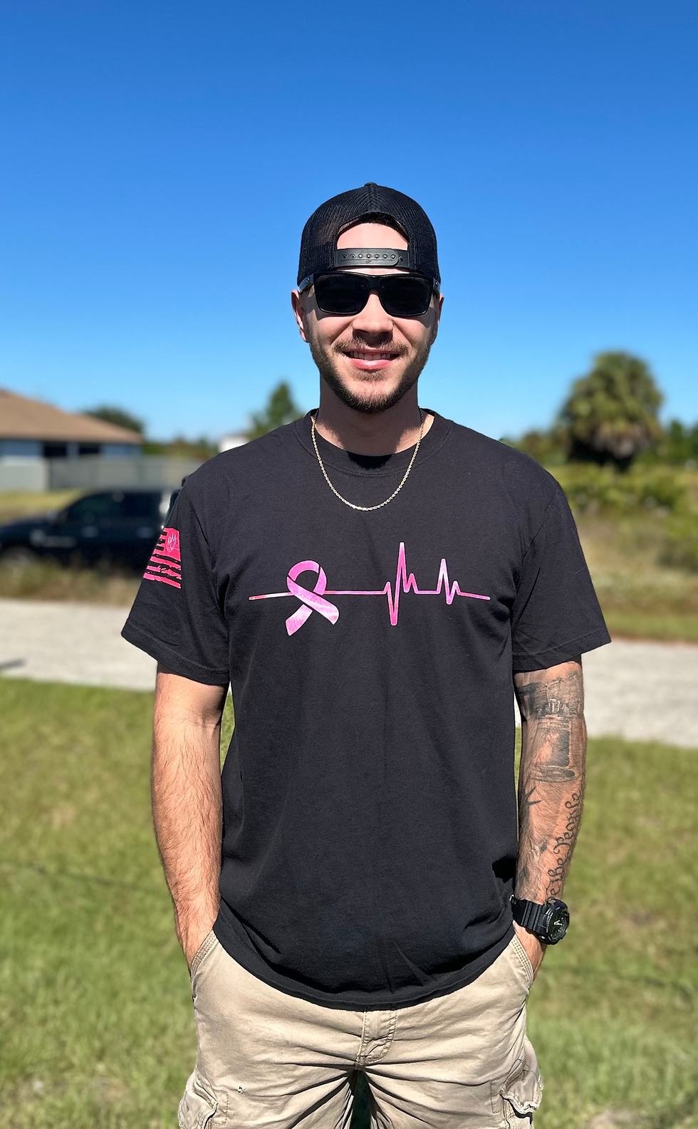 Thumbnail: Breast Cancer American Flag Pink Ribbon Garment-Dyed Comfort Colors