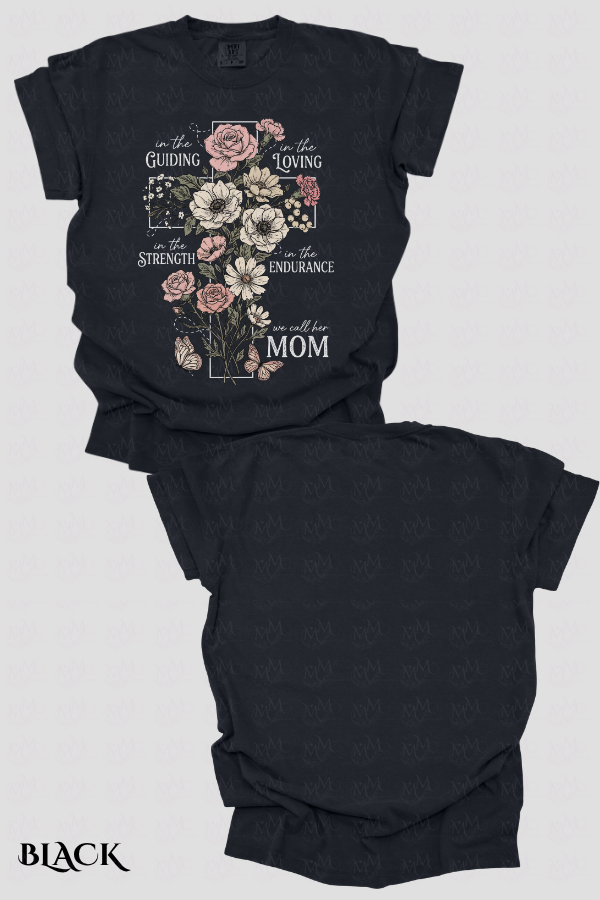 Thumbnail: We Call Her Mom, Floral Cross Vintage Doodle Garment-Dyed Comfort Colors