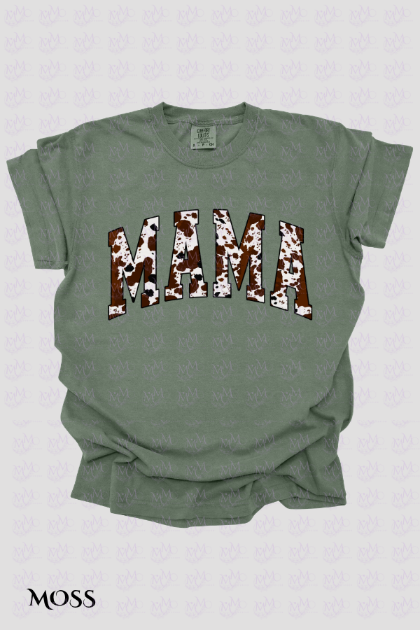 Brown Cow Print Mama Garment-Dyed Comfort Colors