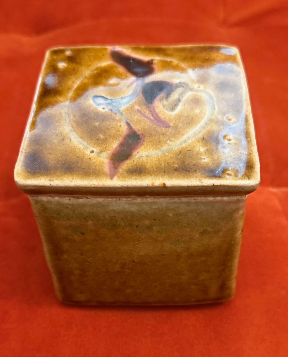 Thumbnail: Square lidded stoneware box by Kawai Kanjiro (1890-1966)