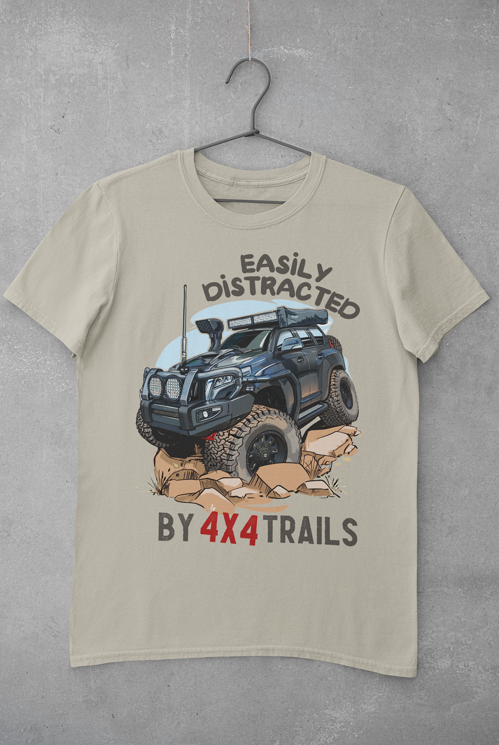 easily distracted by 4x4 trails DTG printed t shirt for men