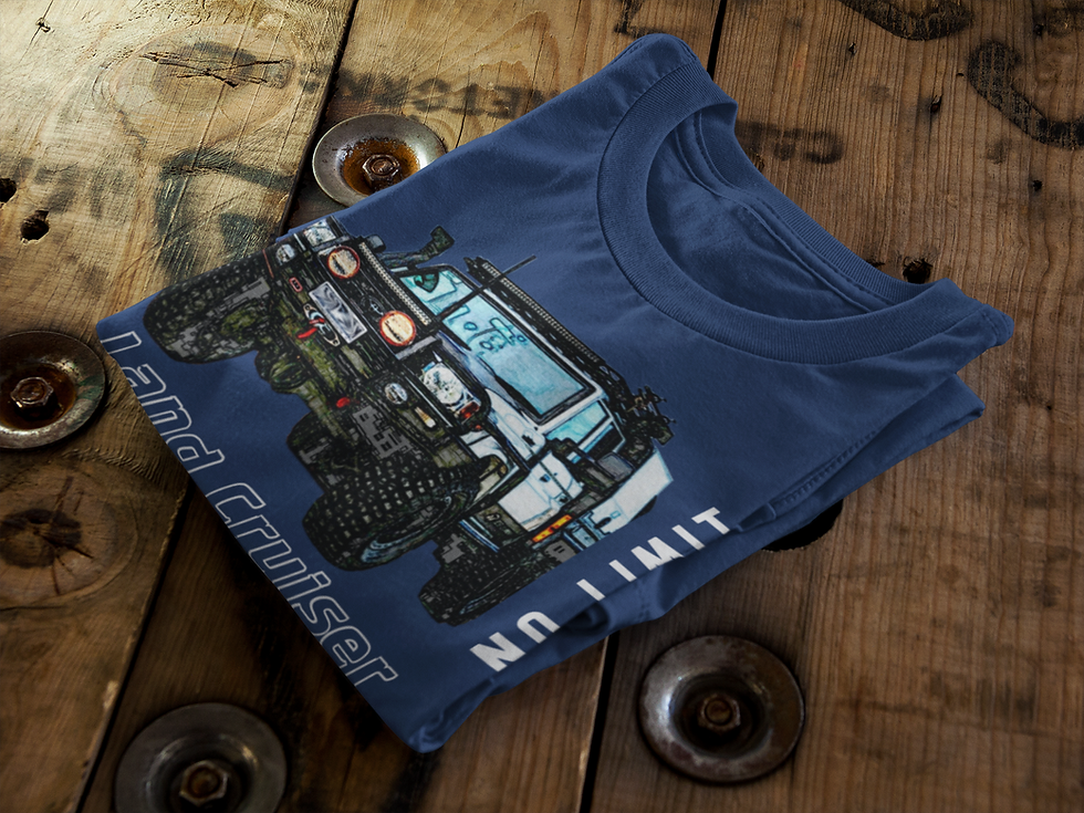 T-shirt with DTG printed Land Cruiser over land 4x4