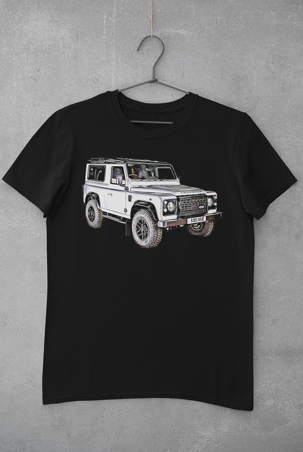 Thumbnail: T-shirt with DTG printed Land Rover Defender 90 design
