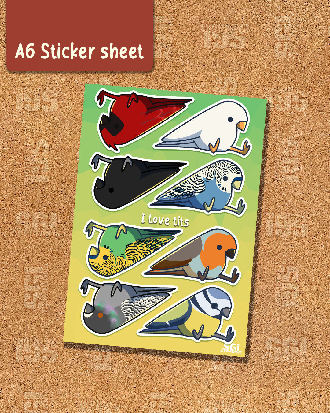 Sticker sheet - I love tits