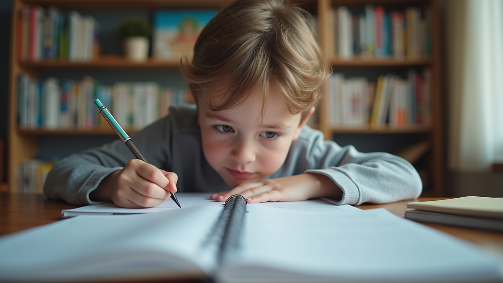 Eye-level view of a high school student writing in a planner