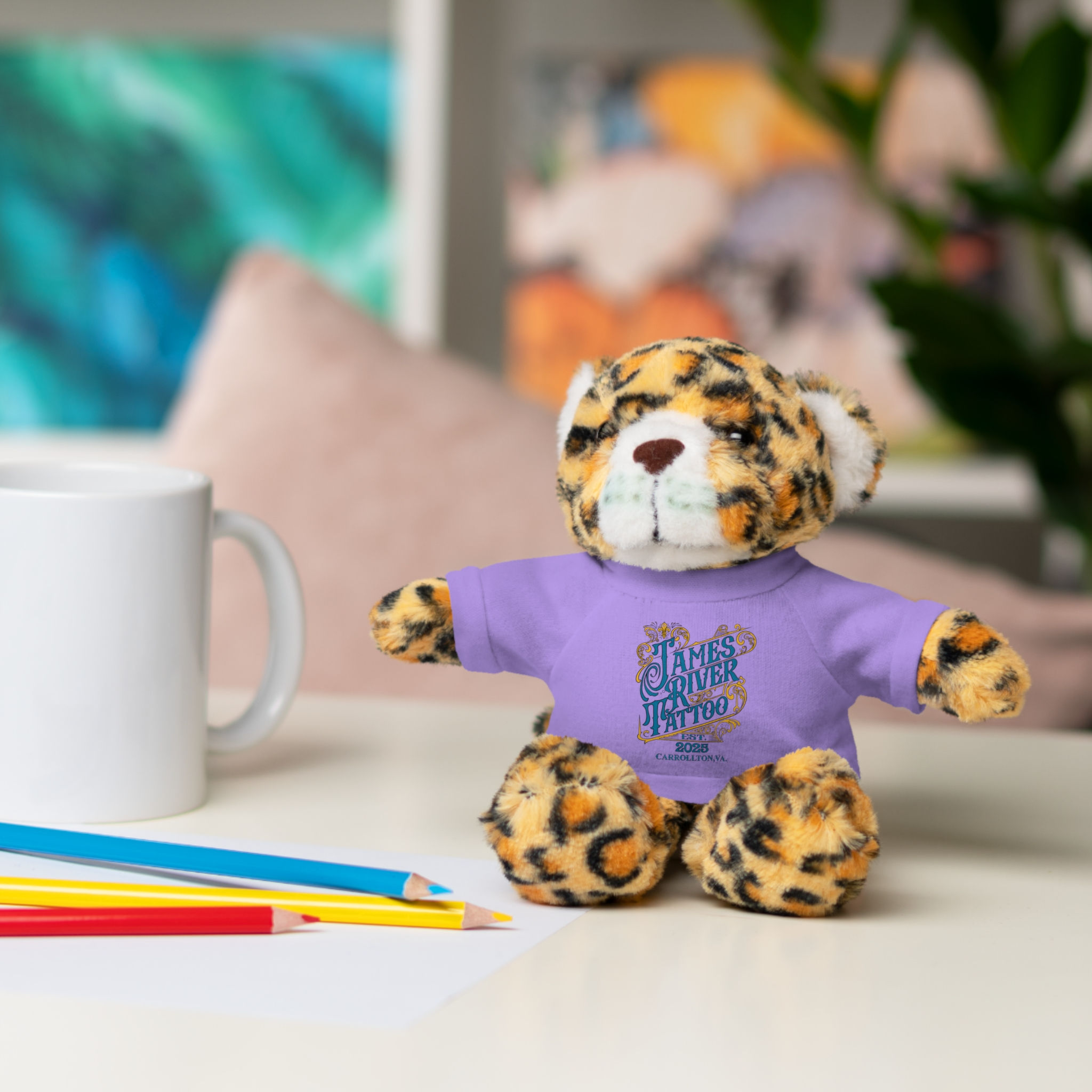Plush Jaguar Stuffed Animal With James River Tattoo T-Shirt