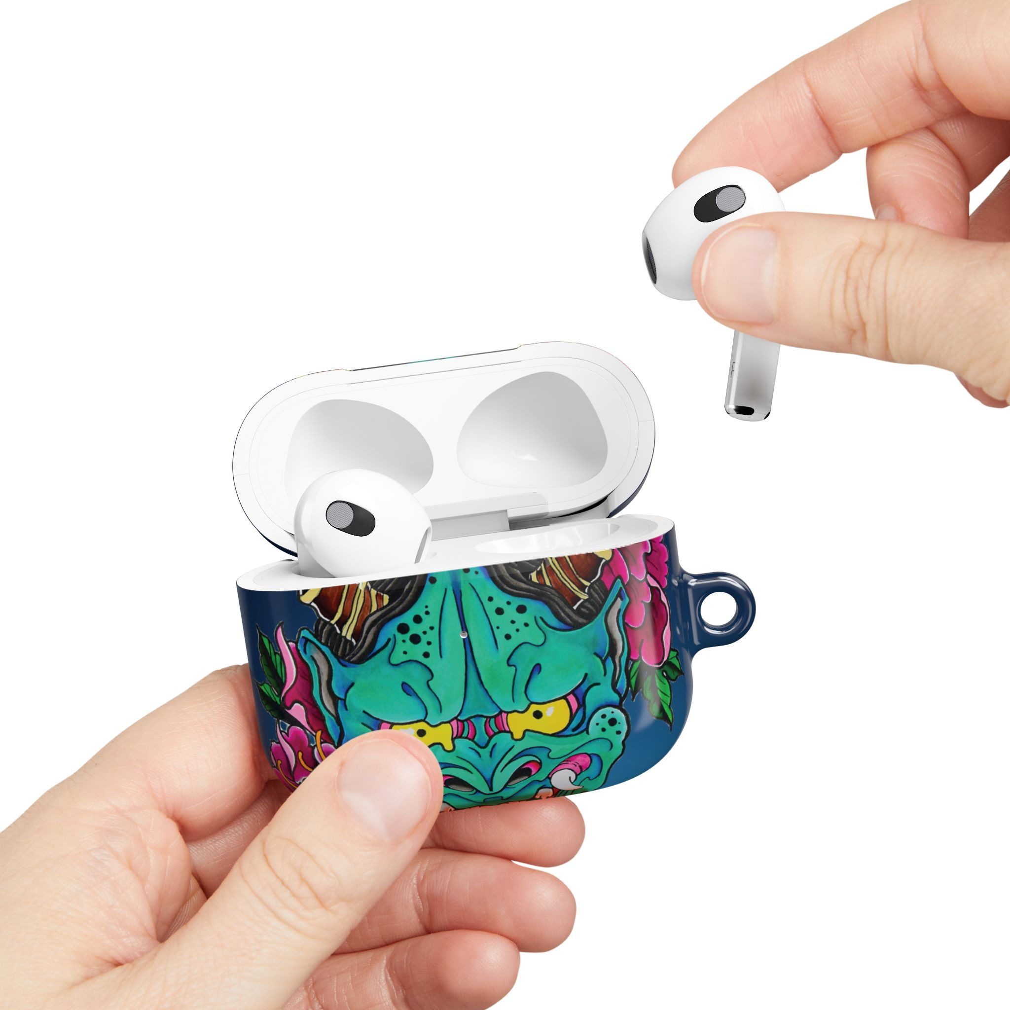 Japanese Oni Monster Hand-Drawn Tattoo Art AirPod Case