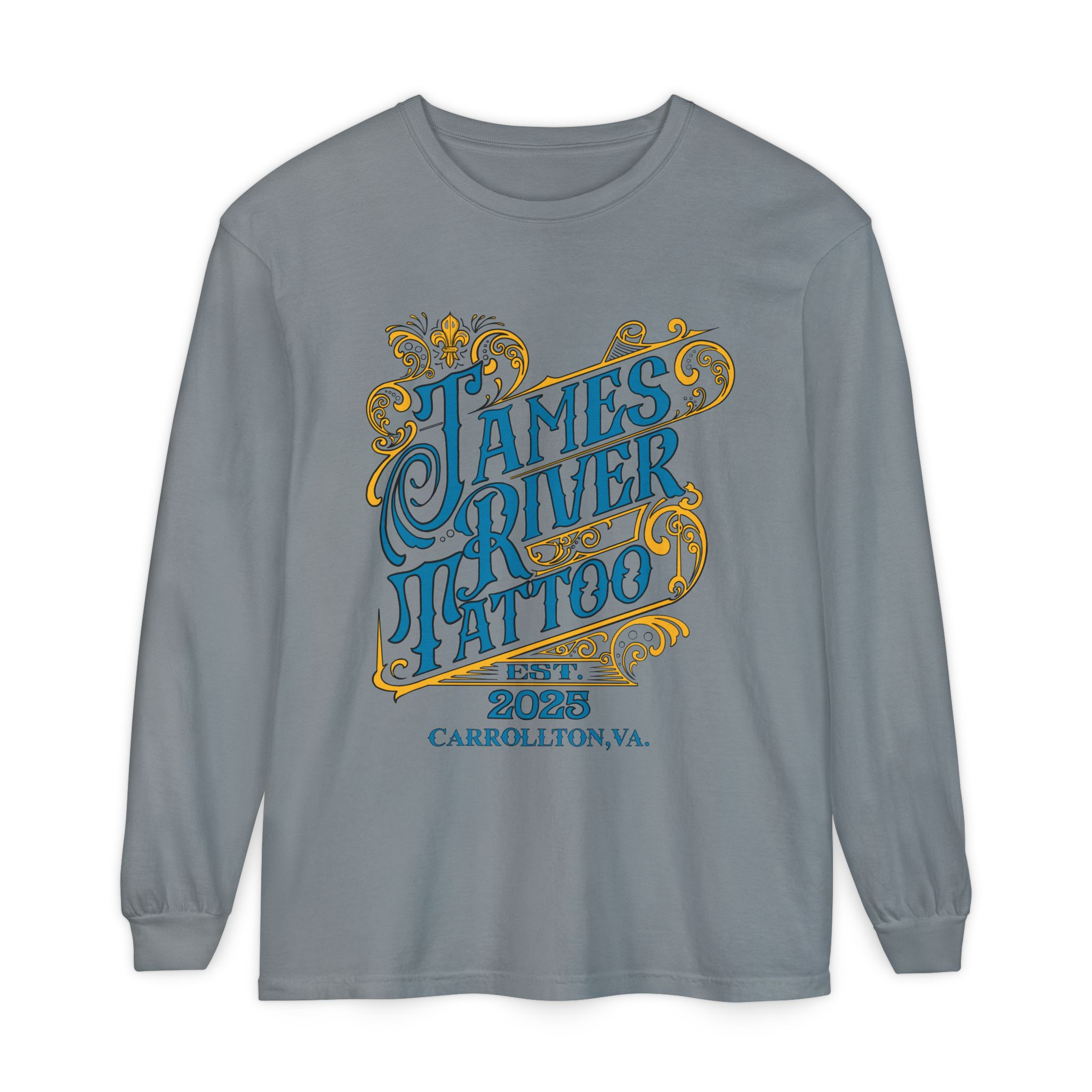 James River Tattoo Vintage Script Unisex Long Sleeve T-shirt