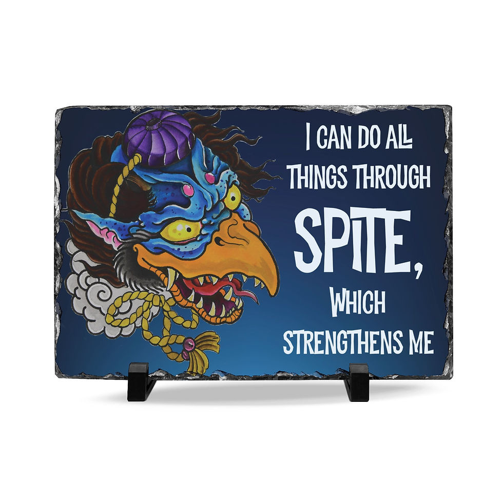 Thumbnail: Spite Strengthens Me Funny Hand-Drawn Tattoo Art Desk Plaque