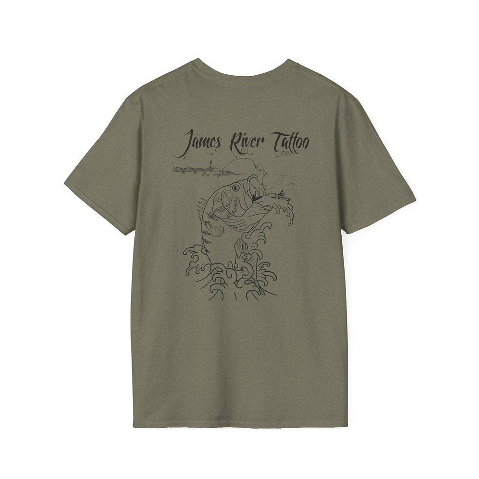 Thumbnail: Tattoo Line Art Largemouth Bass Fishing Graphic Unisex Shirt