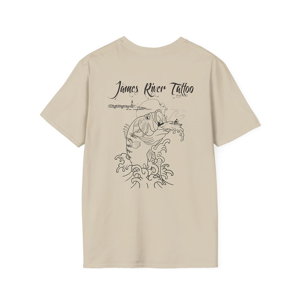 Thumbnail: Tattoo Line Art Largemouth Bass Fishing Graphic Unisex Shirt