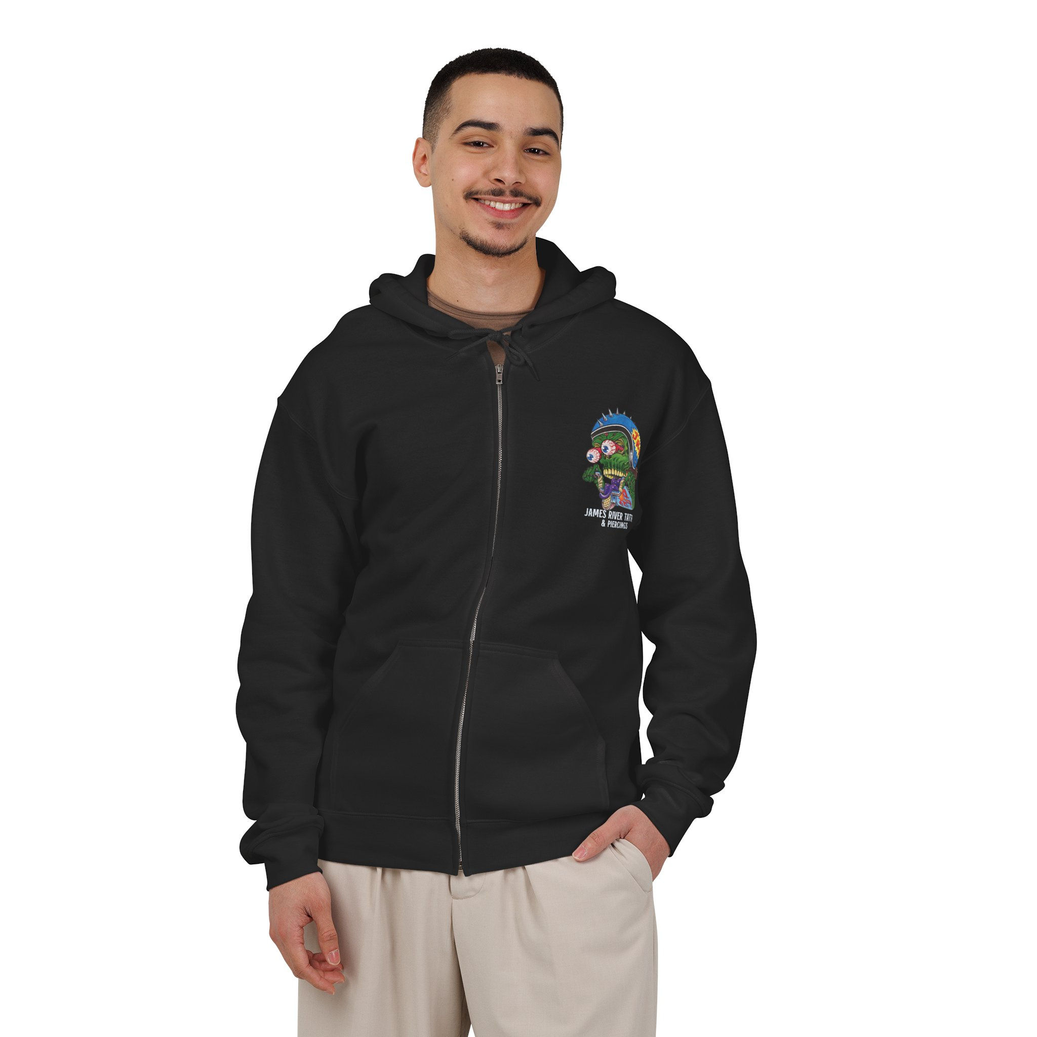 Motorcycle Monster James River Tattoo Unisex Zip Hoodie