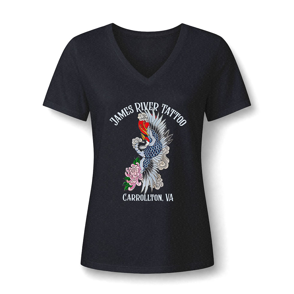 Thumbnail: Japanese Crane Tattoo Art Women's V-Neck T-Shirt