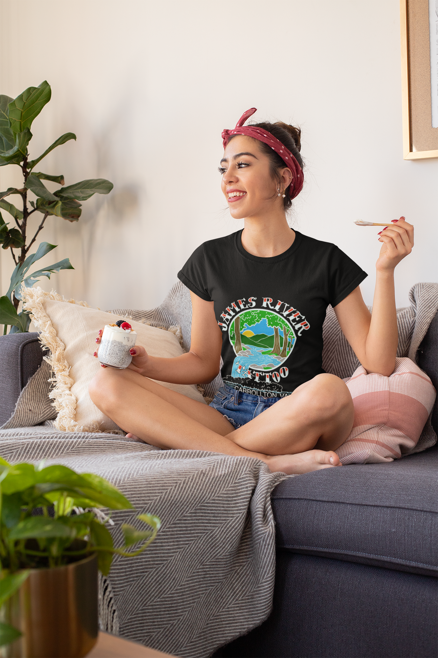 James River Tattoo Waterfall Logo Slim Fit Unisex Shirt
