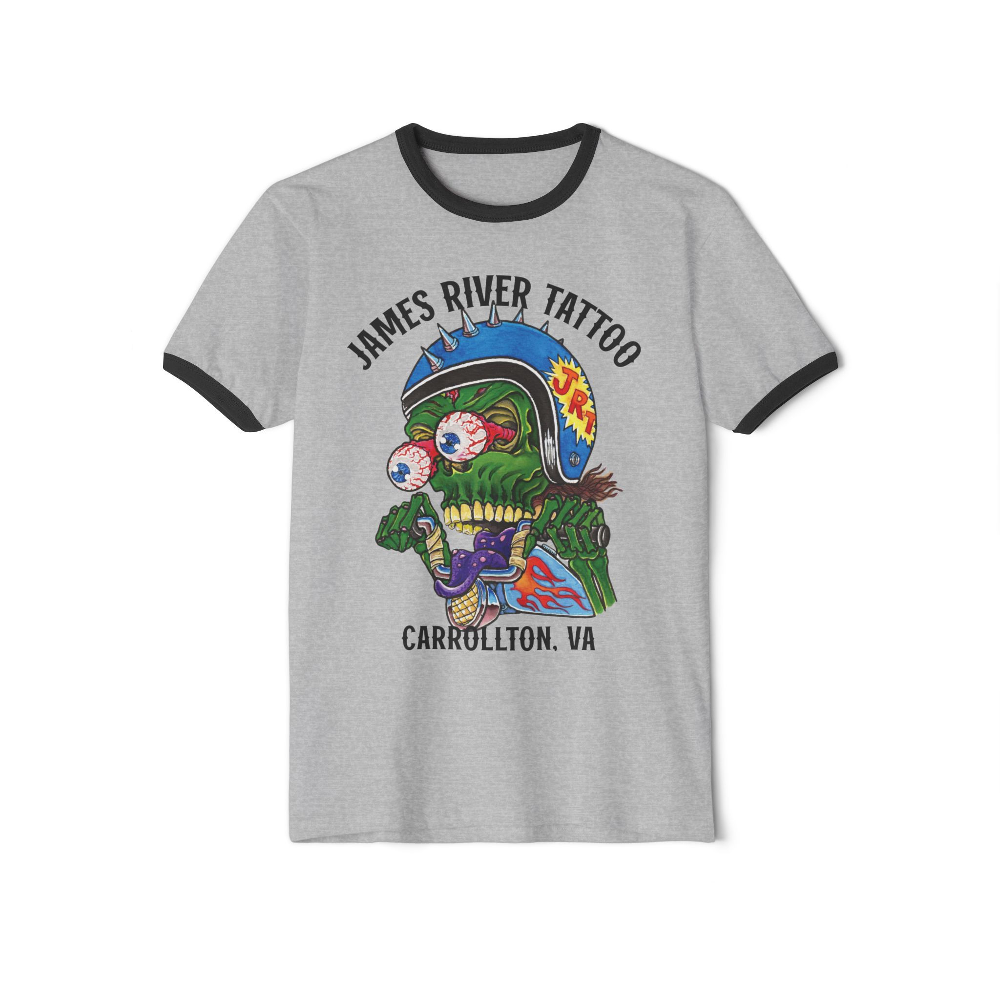 Motorcycle Monster Custom Tattoo Art Unisex Ringer T-Shirt