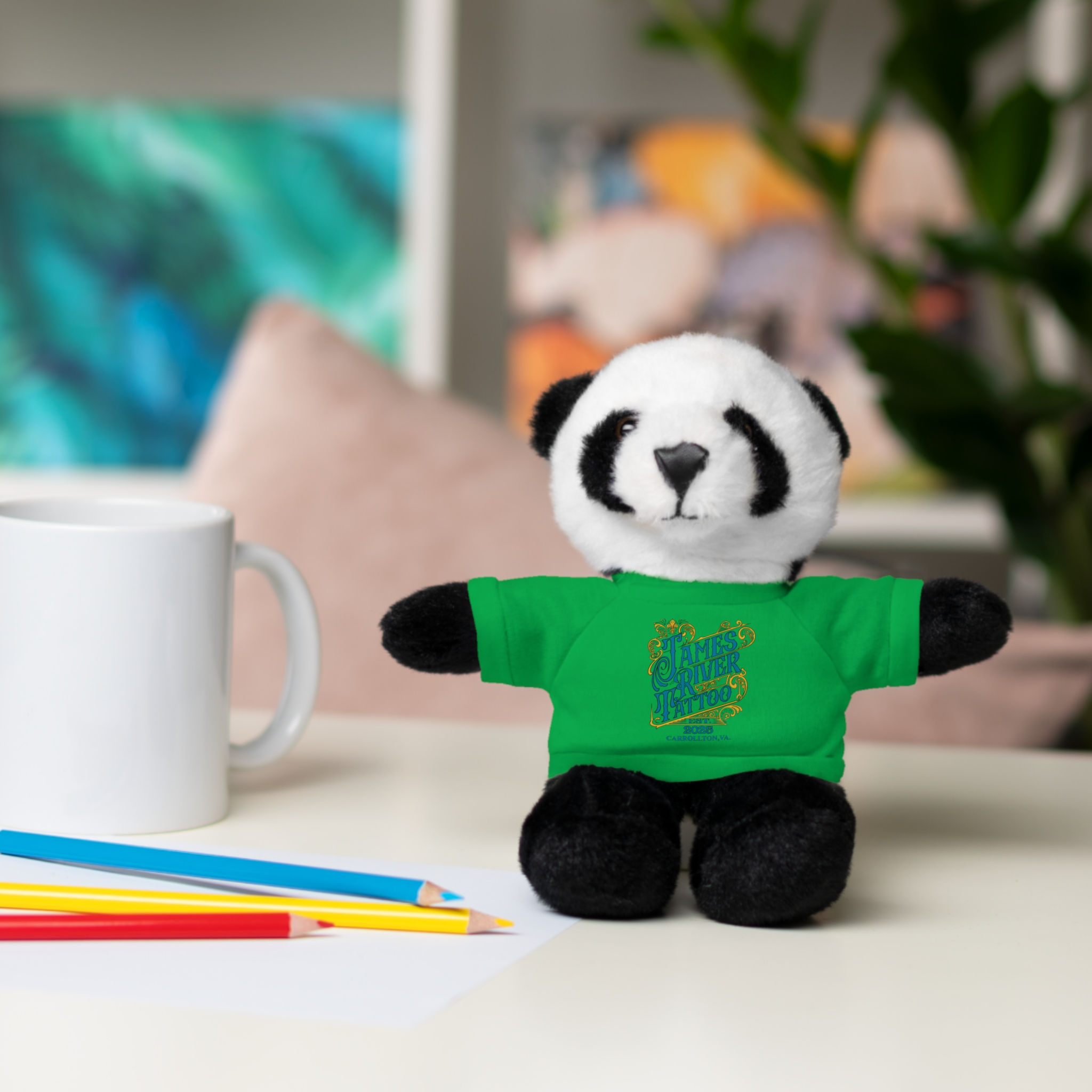 Plush Panda Stuffed Animal with James River Tattoo T-Shirt