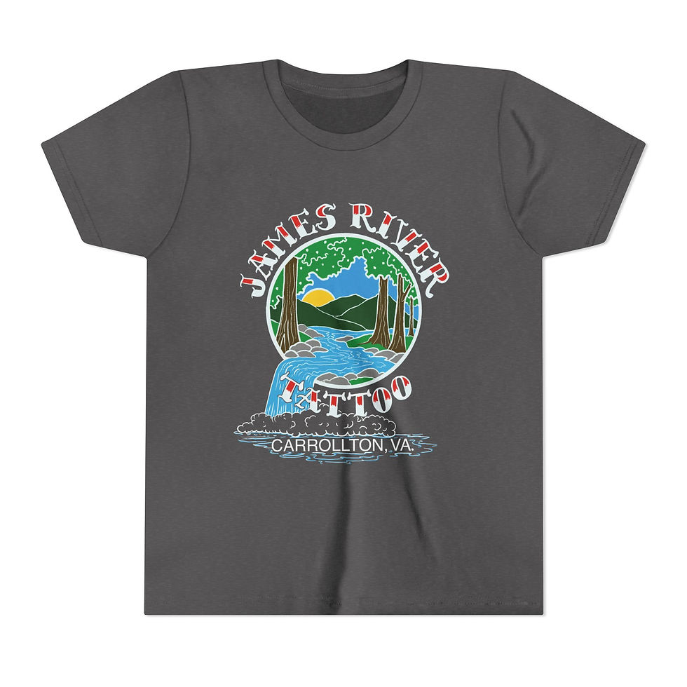 Thumbnail: James River Tattoo Waterfall Logo Unisex Youth Graphic Tee