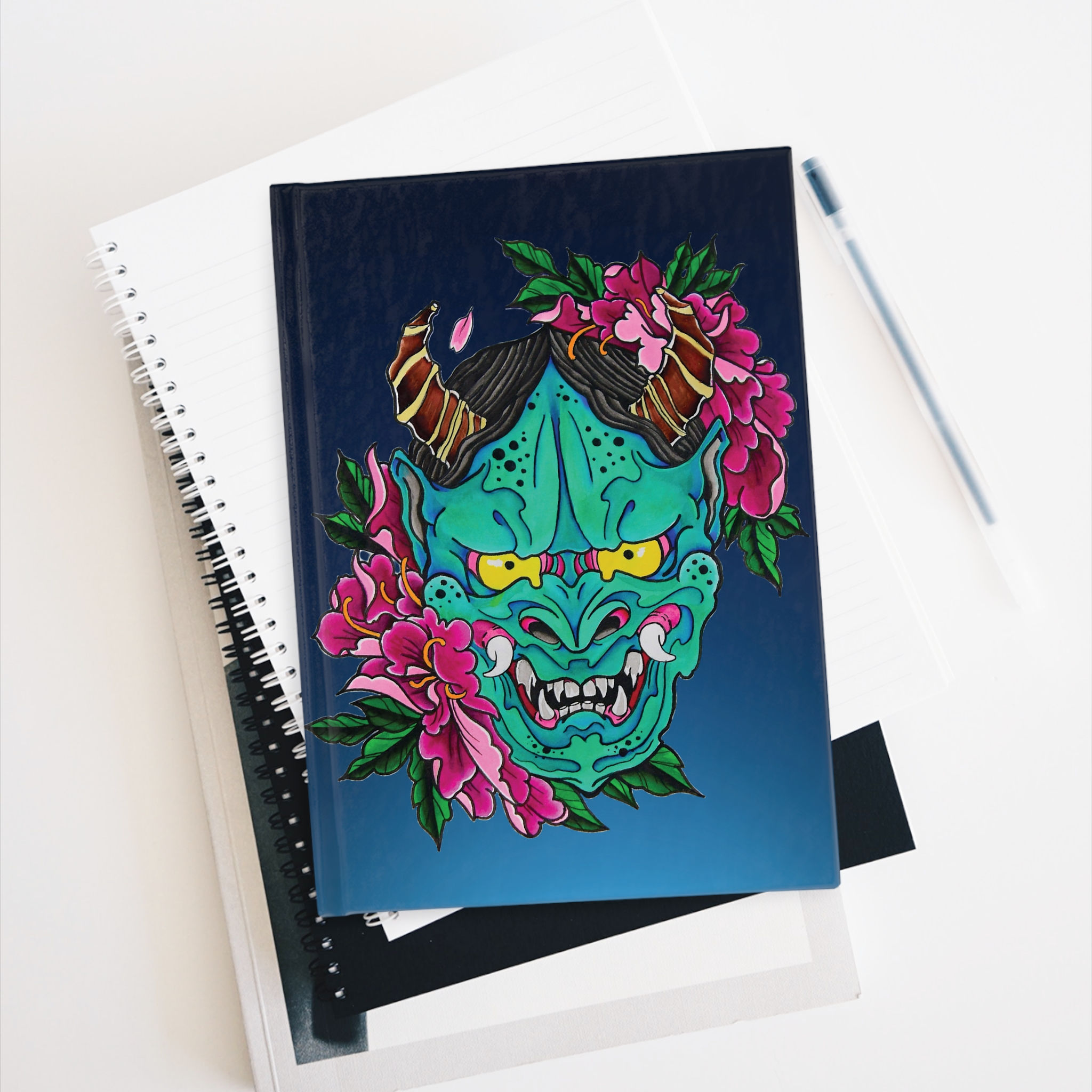 Japanese Oni Demon Mask Tattoo Art Sketchbook