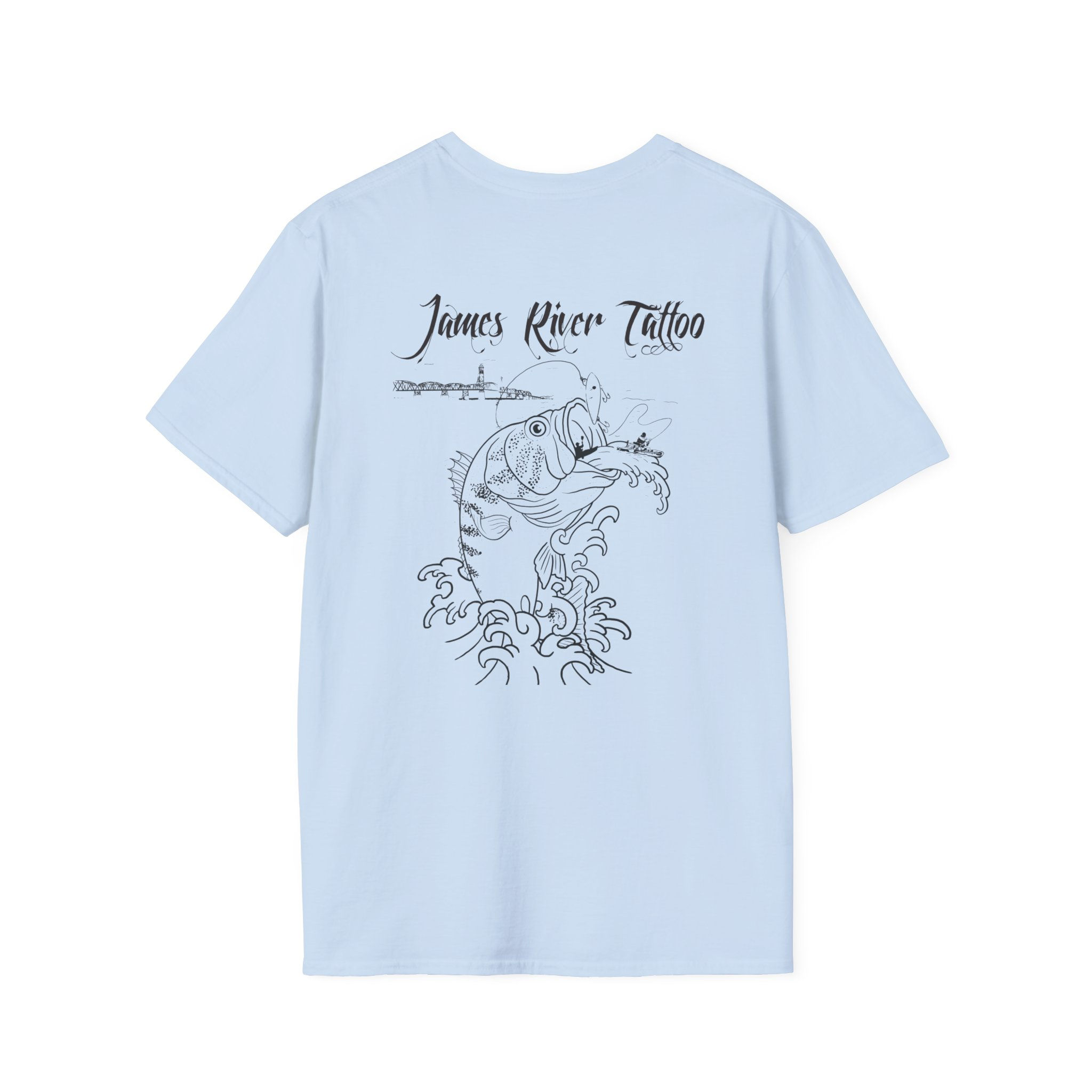 Tattoo Line Art Largemouth Bass Fishing Graphic Unisex Shirt