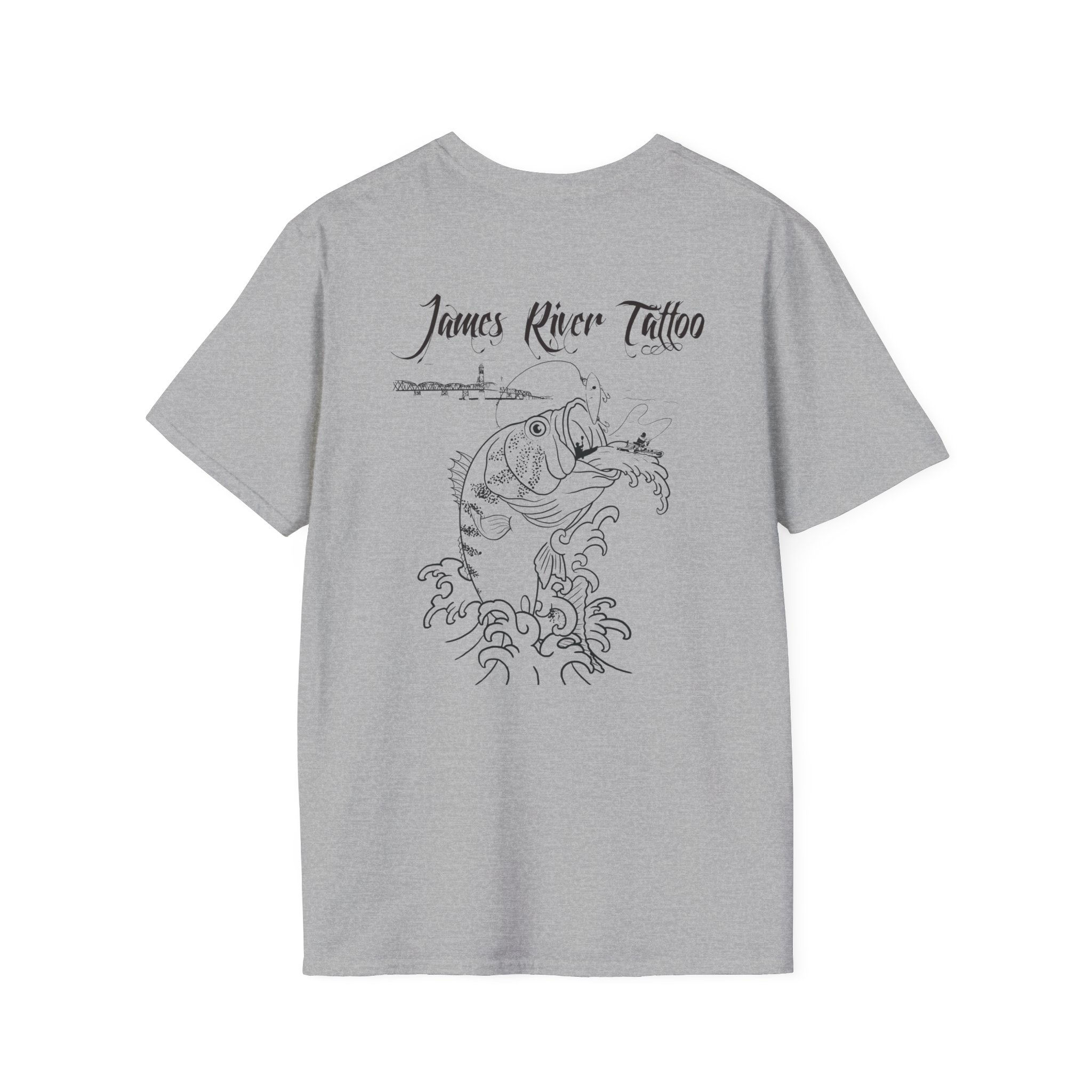 Tattoo Line Art Largemouth Bass Fishing Graphic Unisex Shirt