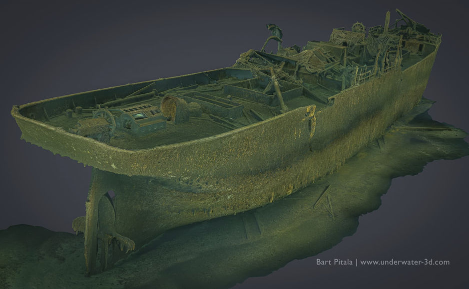 Stern section of the SS Maia wreck with the second steering position