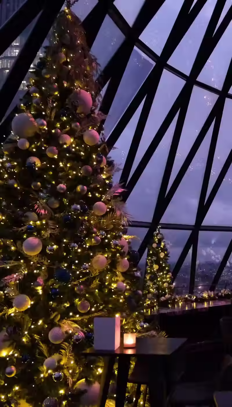 Professional Christmas decorations in a restaurant in London