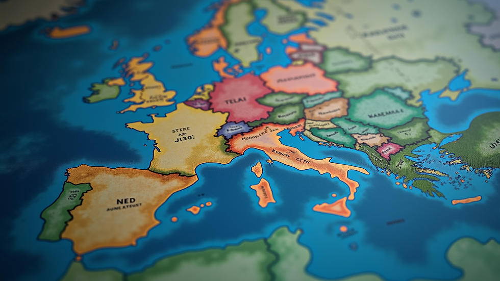 High angle view of a digital map displaying conflict zones
