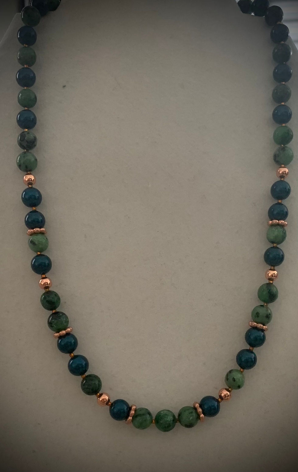 Thumbnail: Ruby Zoisite Necklace with Swarovski Pearls