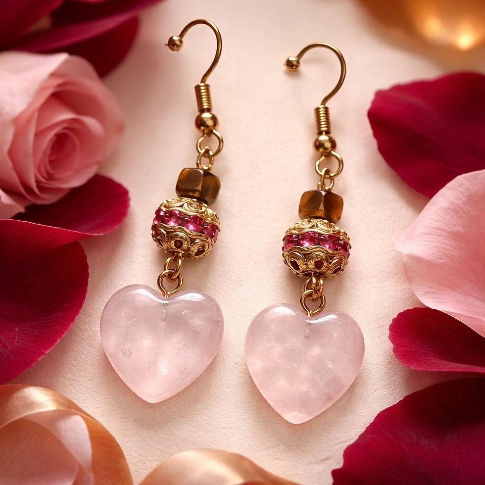 Thumbnail: Rose quartz and Tiger’s eye earrings