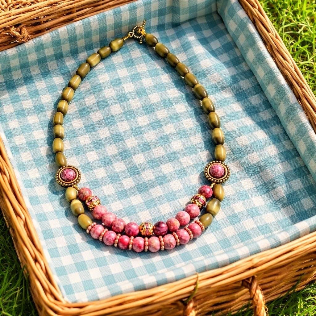 Cat’s eye and Lepidolite necklace