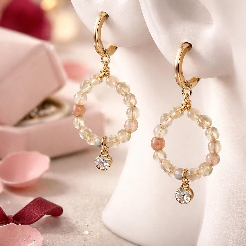 Thumbnail: Hoop earrings with crystal charms