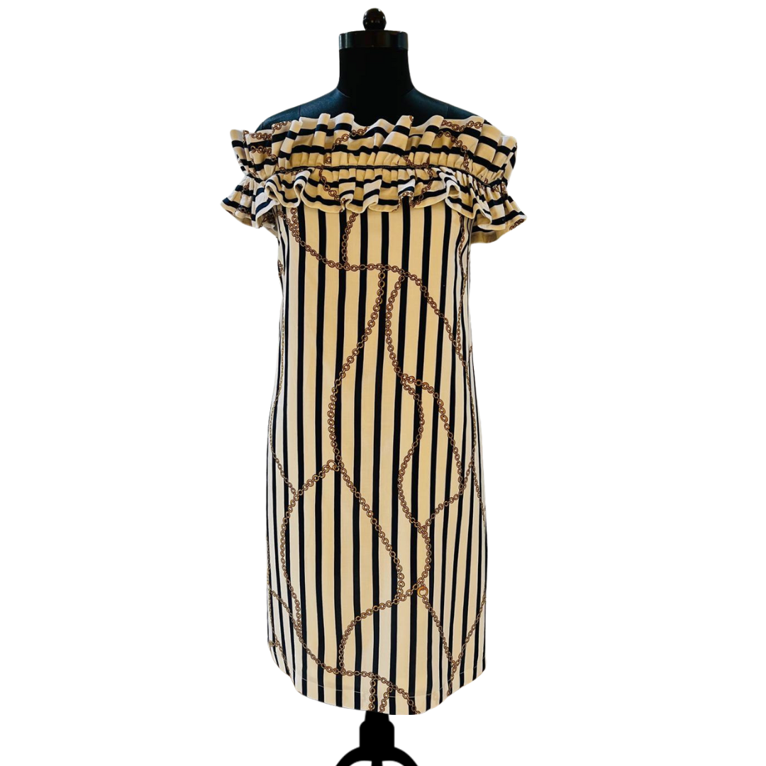 Digital Print Off-Shoulder Dress