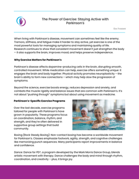 The Power of Exercise: Staying Active with Parkinson’s