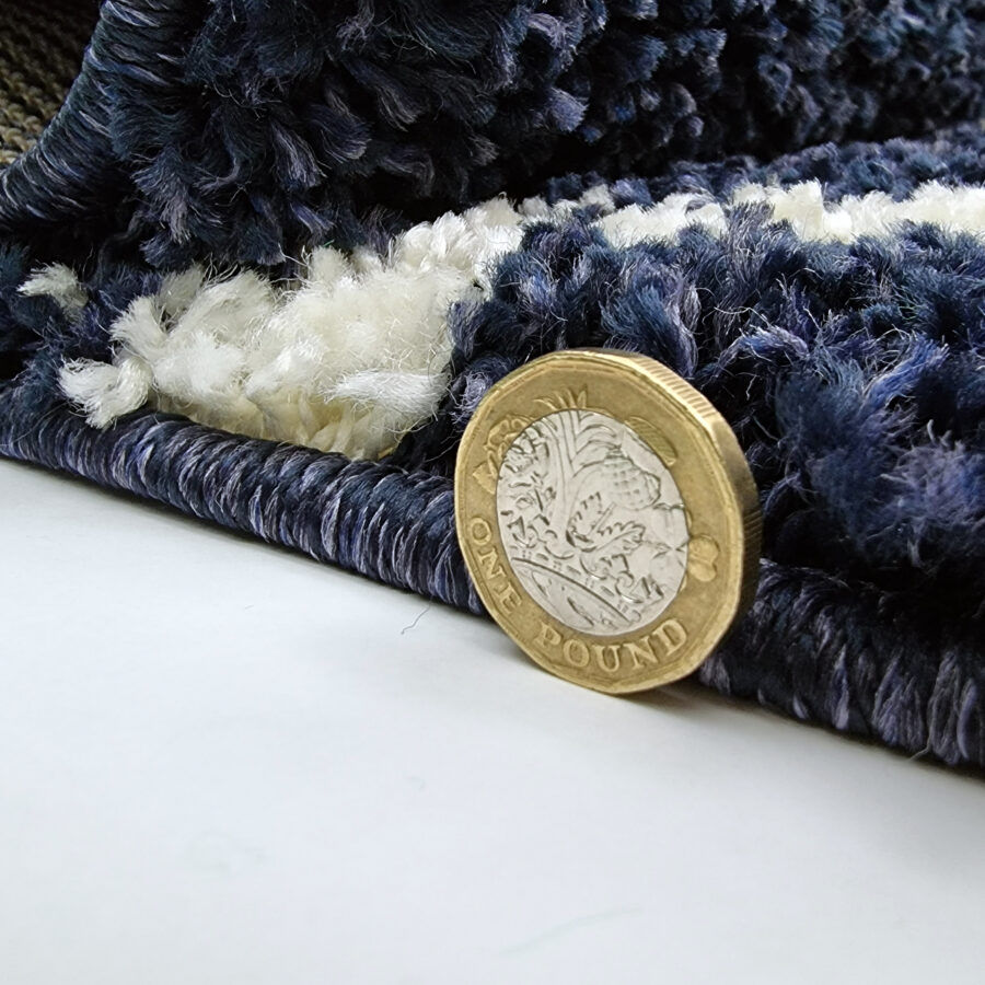 Thumbnail: Navy Blue Fluffy Shaggy Rug Diamond Geometric
