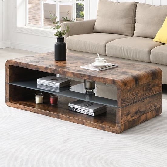 Xena Wooden Coffee Table In Smoked Oak