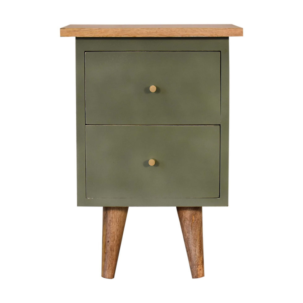 Olive Hand Painted Bedside Table